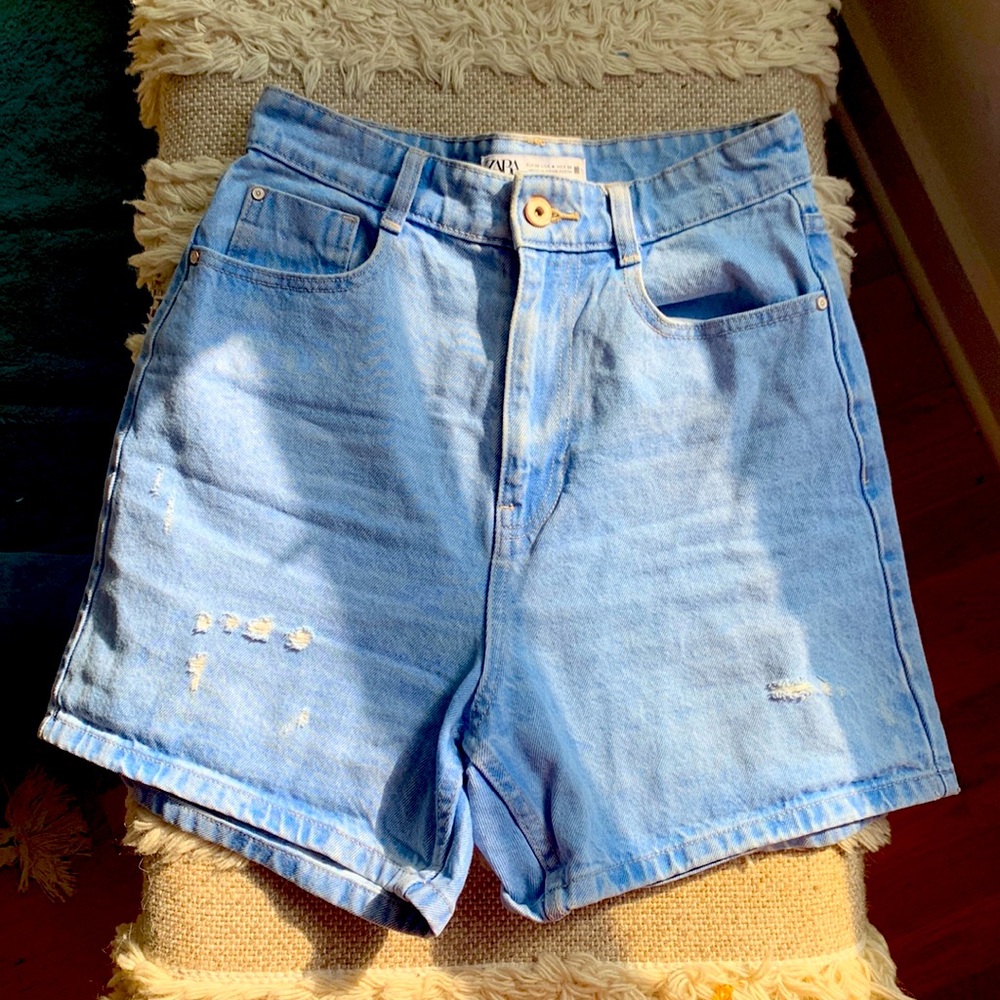 Zara Bright Blue High Wasted Shorts